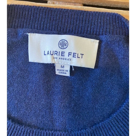 NEW Laurie Felt Side Pleat Mixed Media Sweater Size Medium Women’s Navy - Picture 3 of 9